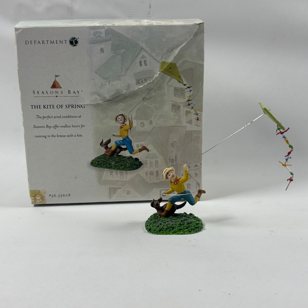 Department 56 Seasons Bay The Kite of Spring Figurine 56.53608 Boy Dog Kite